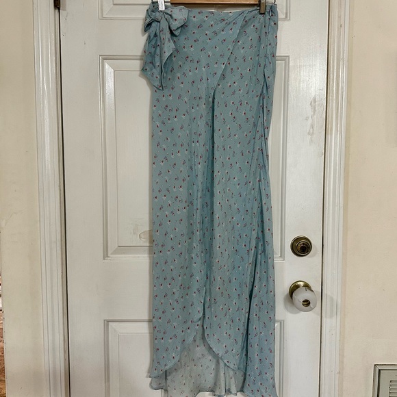 LoveShackFancy Jolene Silk Skirt in Blue - Picture 3 of 13